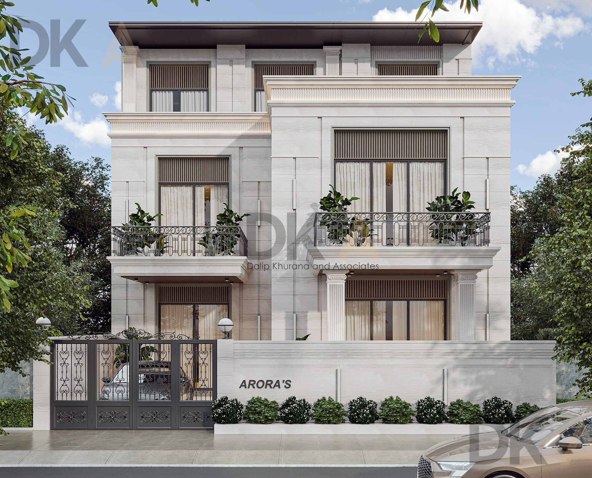 Render of the residence's front elevation