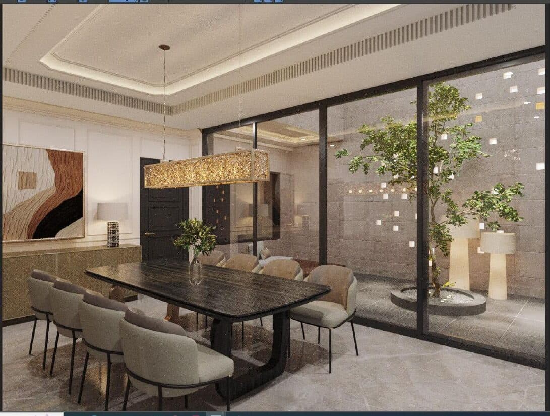 Dining room opening onto the courtyard
