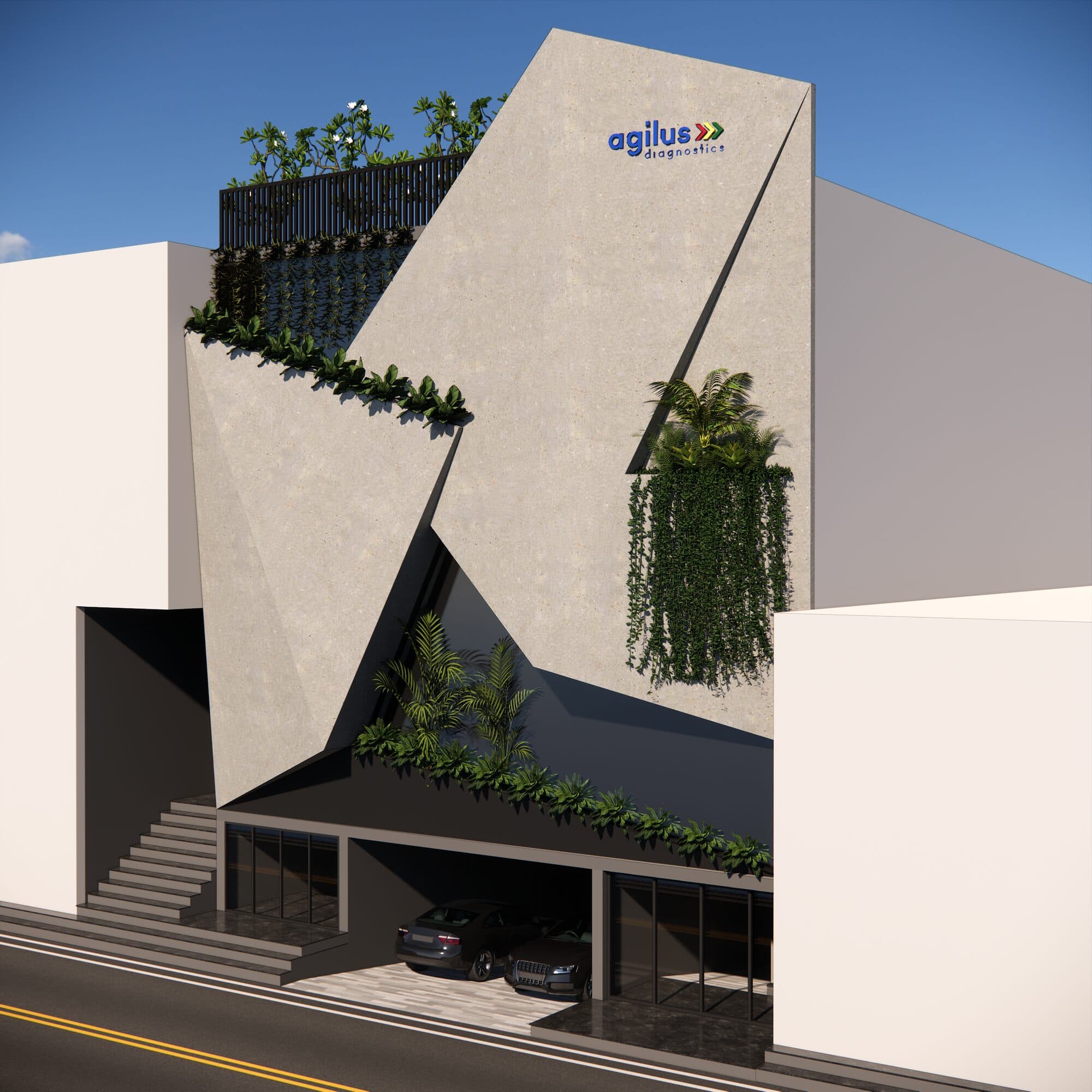 Render of the approach to the building