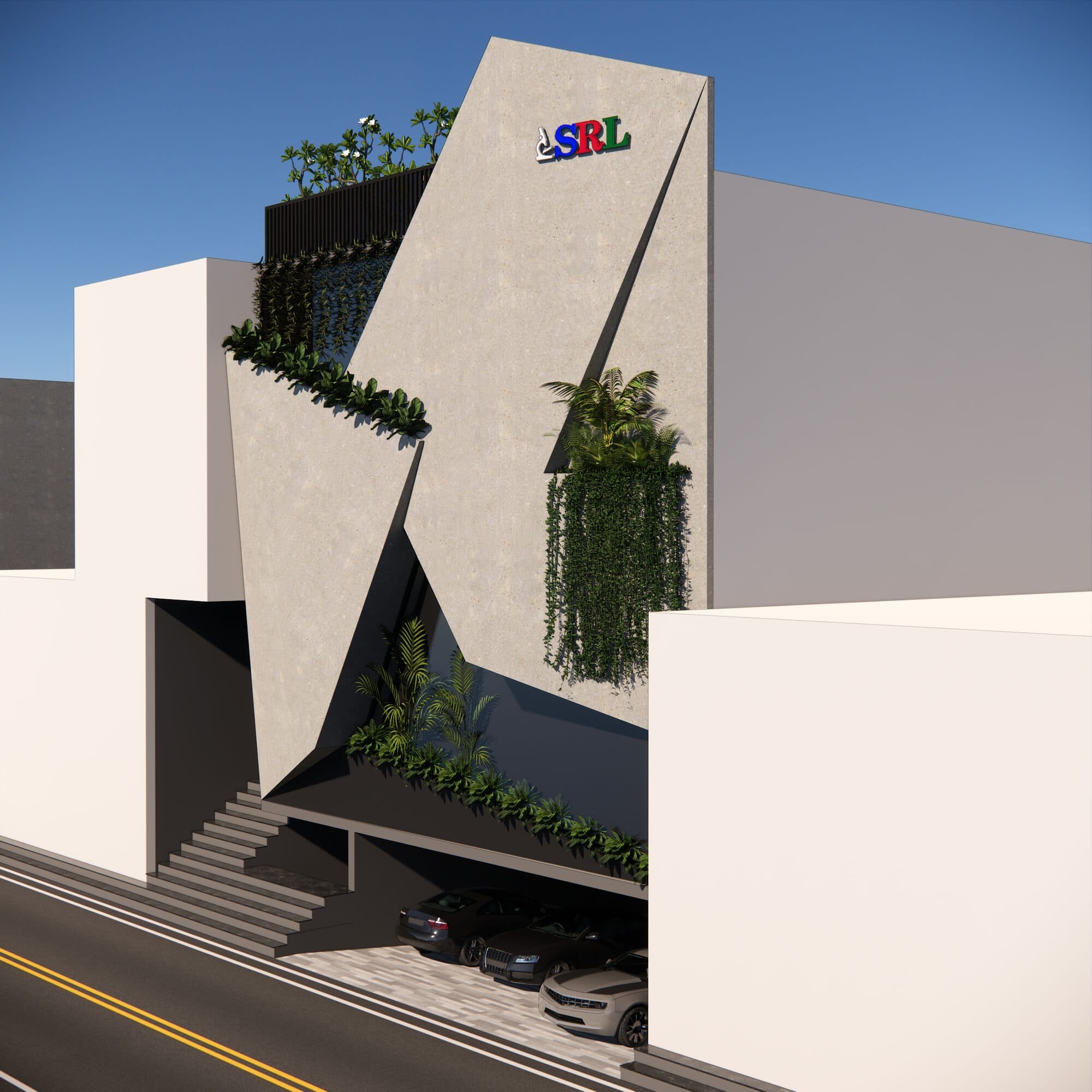 Render of the building seen from the street